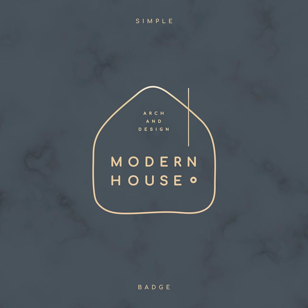 Simple modern house badge on a marble background vector
