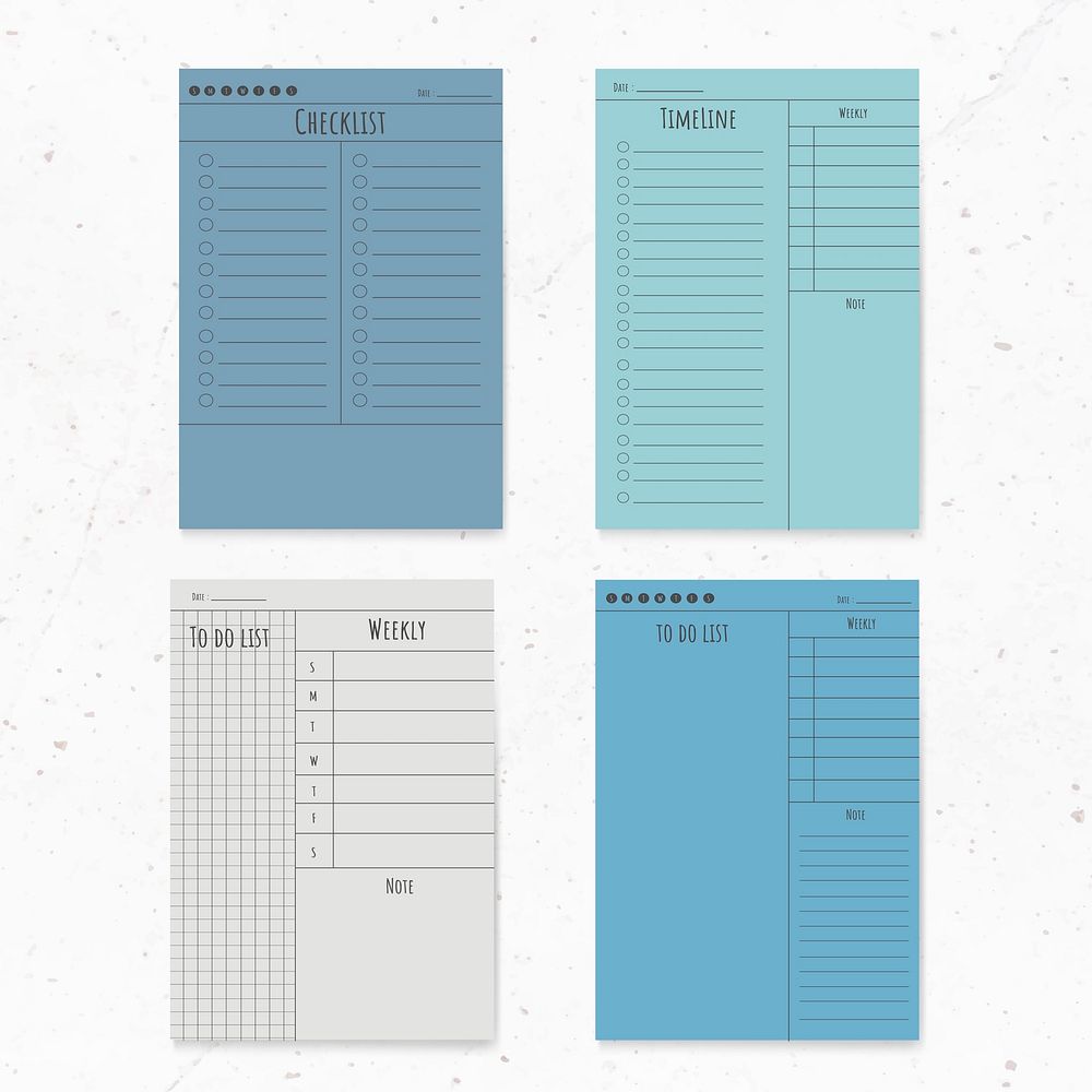 Weekly schedule planner set vector