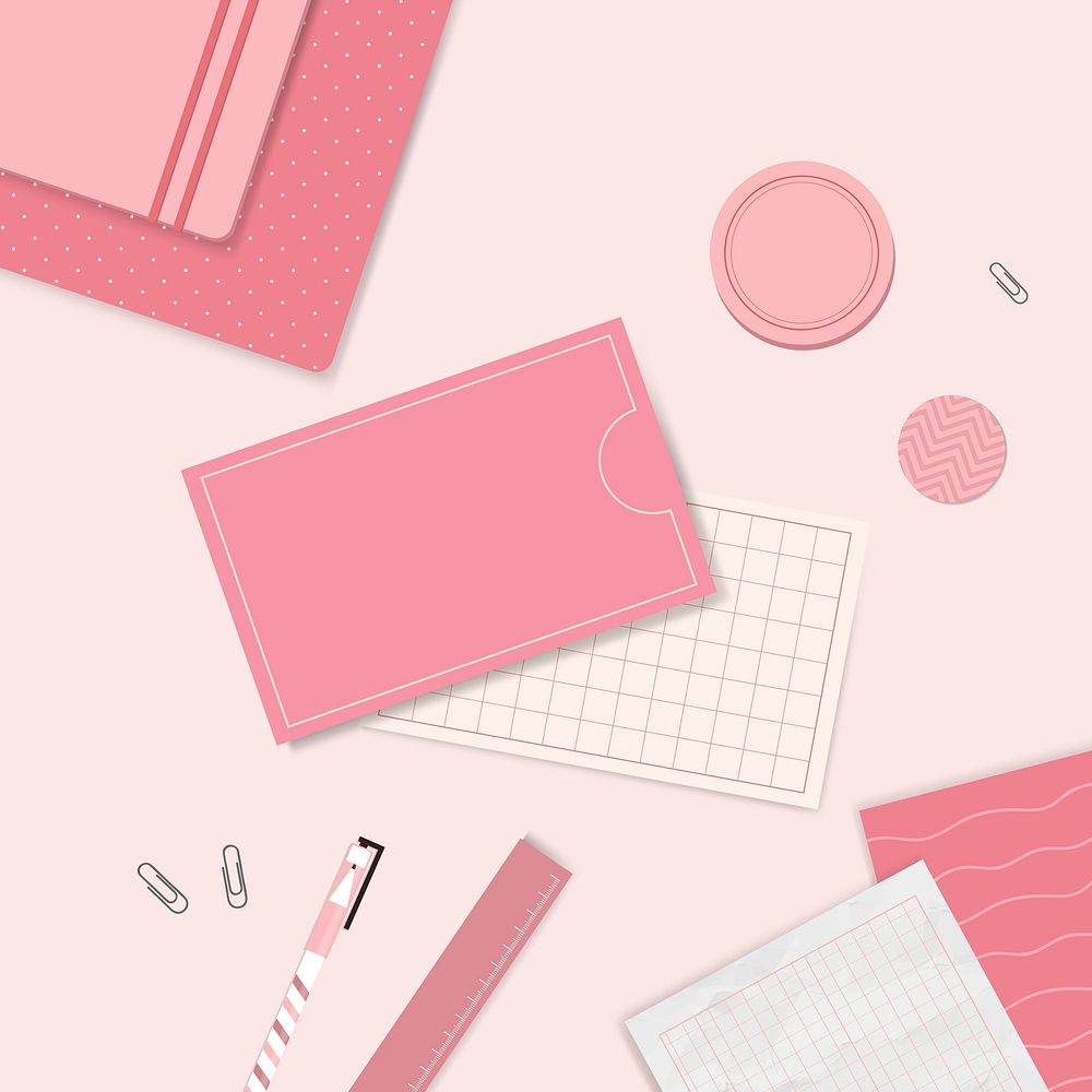 Pink stationery planner set vector