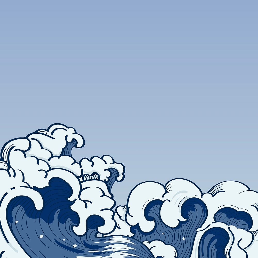 Blue Japanese wave background vector