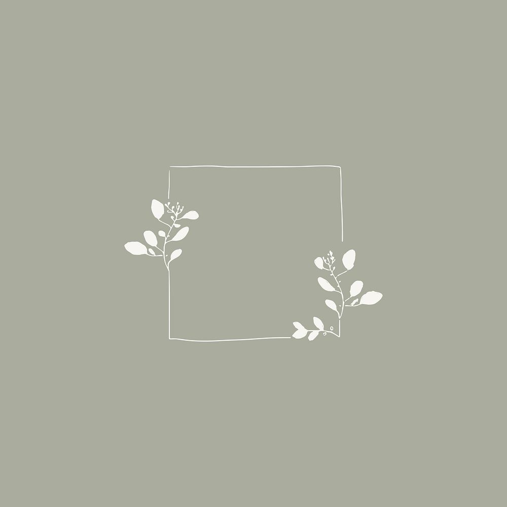 Doodle square floral square frame vector