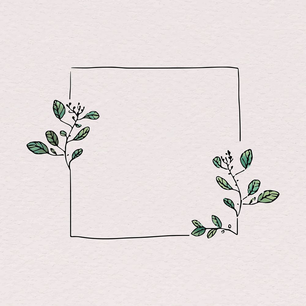 Doodle square floral frame vector