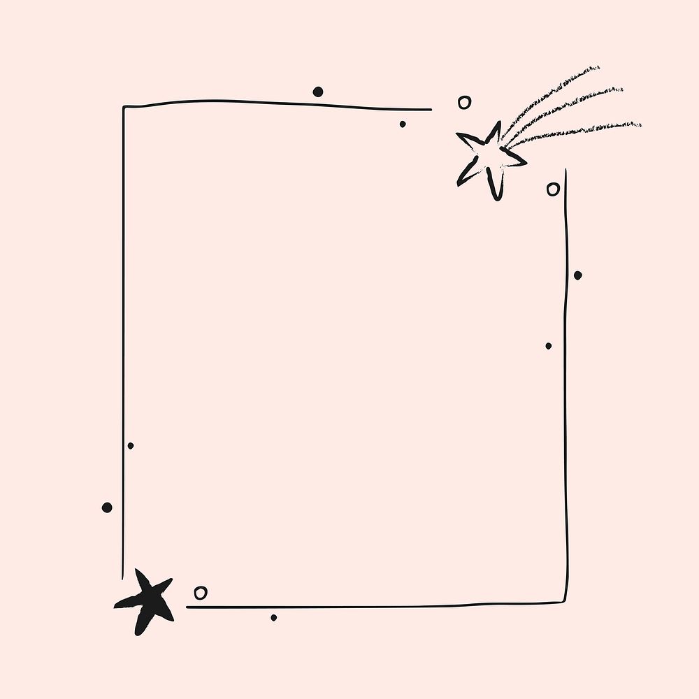 Star decorated minimal line art frame vector