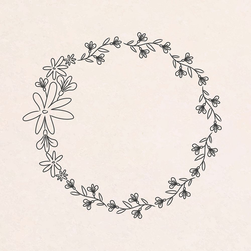 Cute doodle floral wreath vector