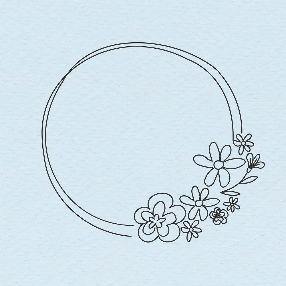 Hand drawn flower wreath vector