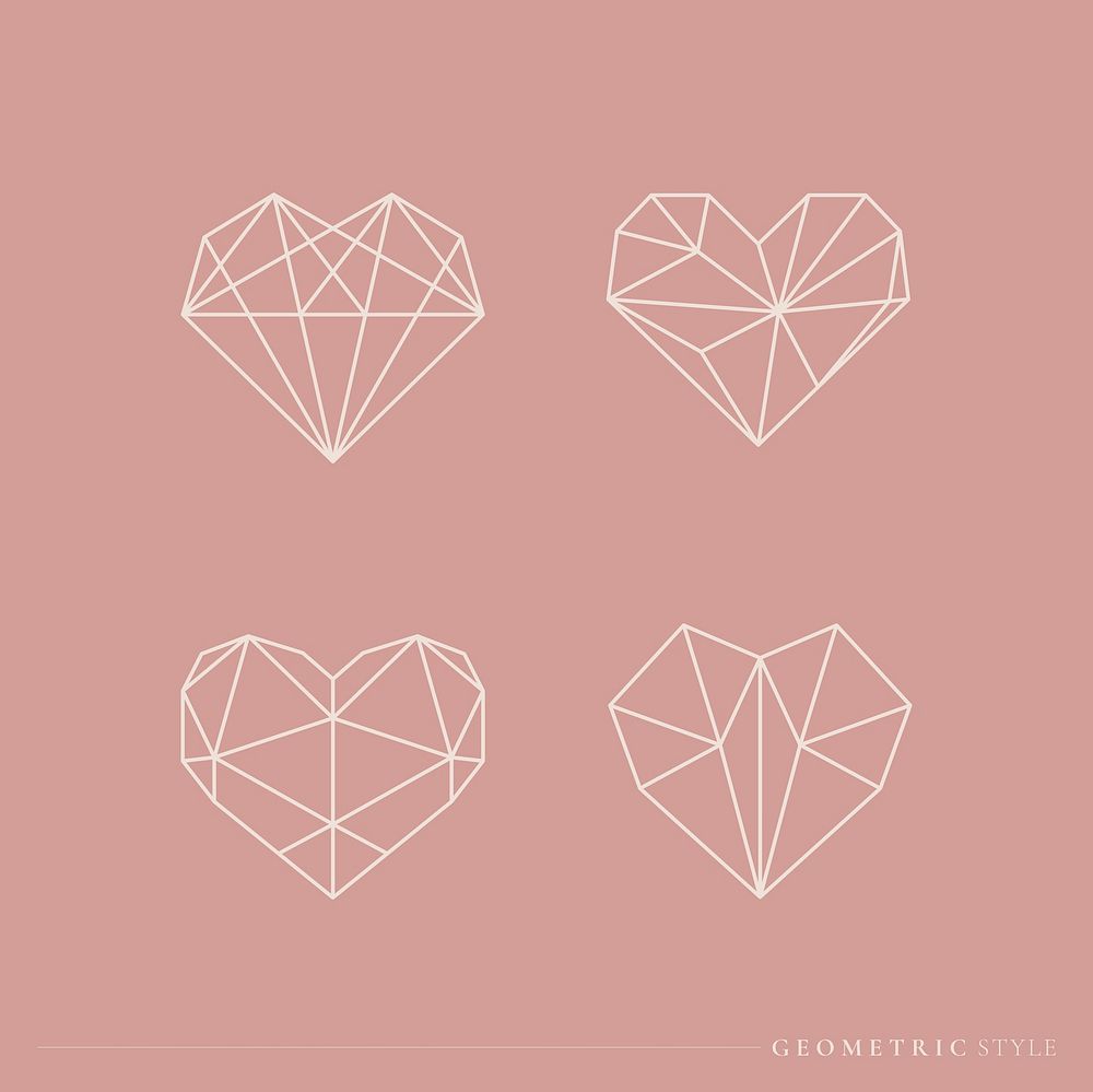 Geometric style heart collection vectors