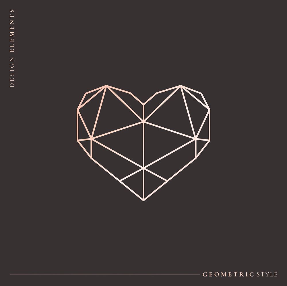 Pink geometric style heart vector