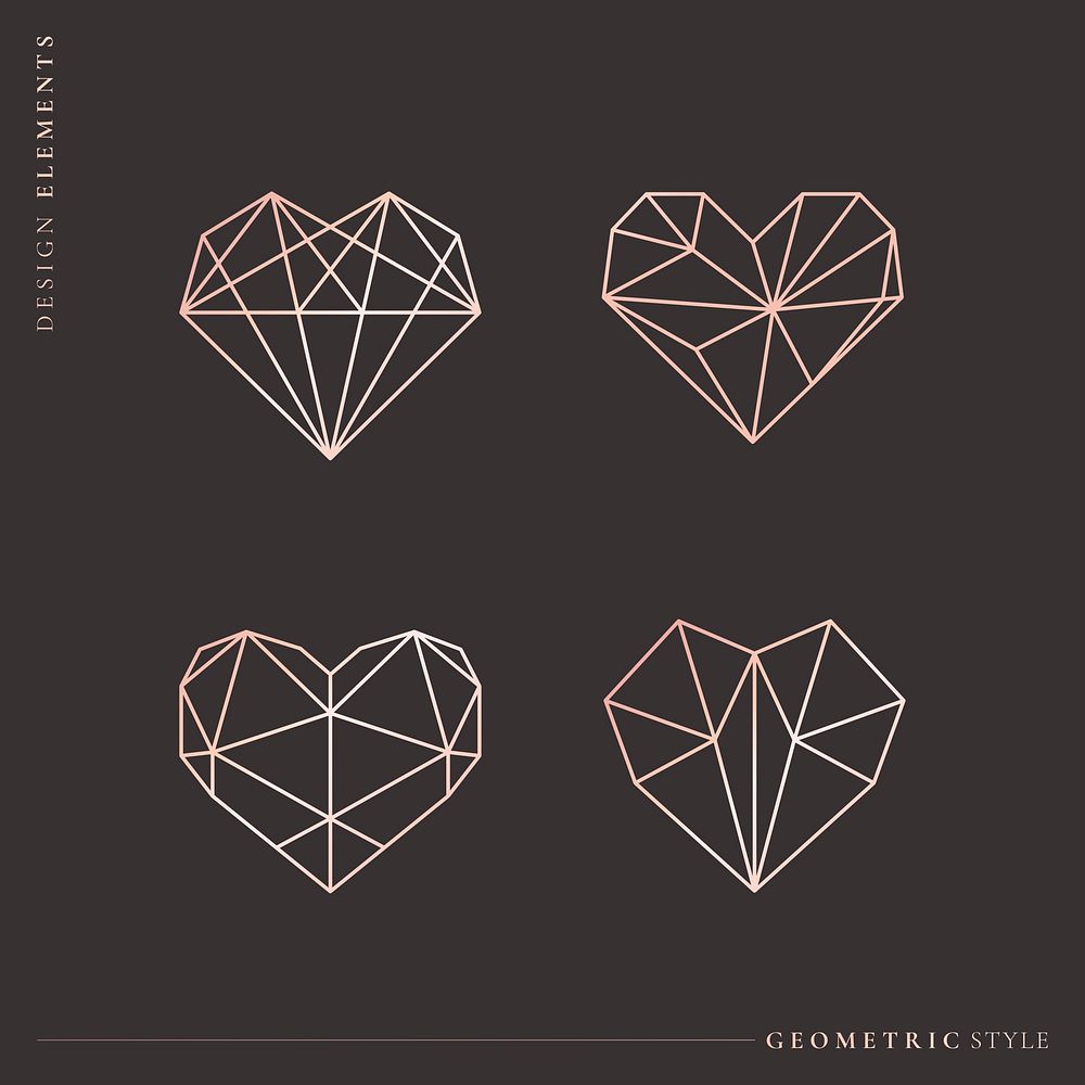 Geometric style heart collection vectors