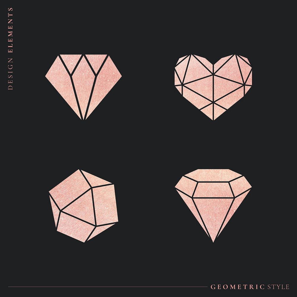 Pink shimmering geometric collection vectors