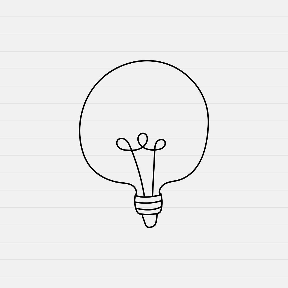 Doodle globe light bulbs psd in creative minimal style