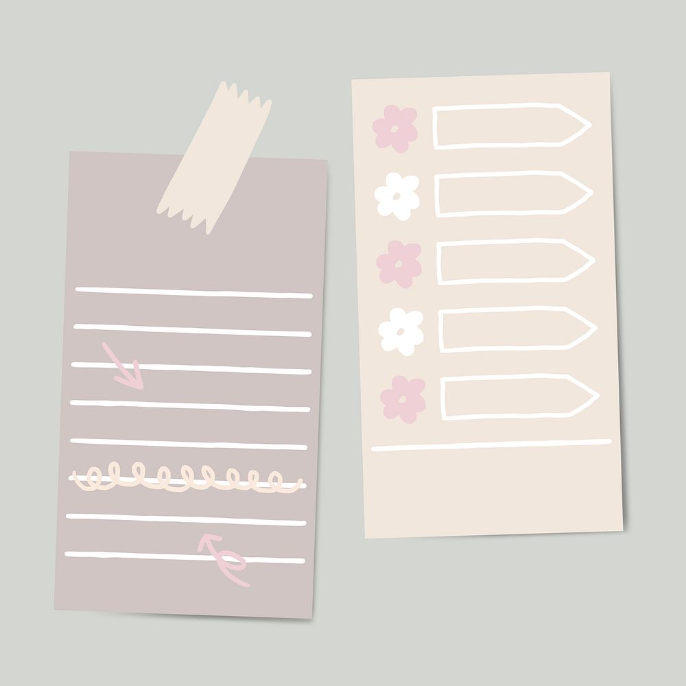 Sticky note doodle collection vectors