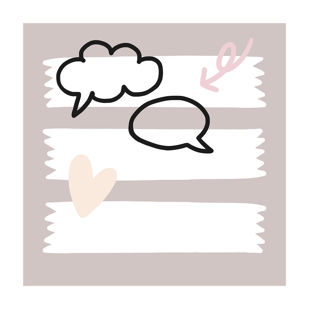 Sticky note banner with doodle speech bubble vectors