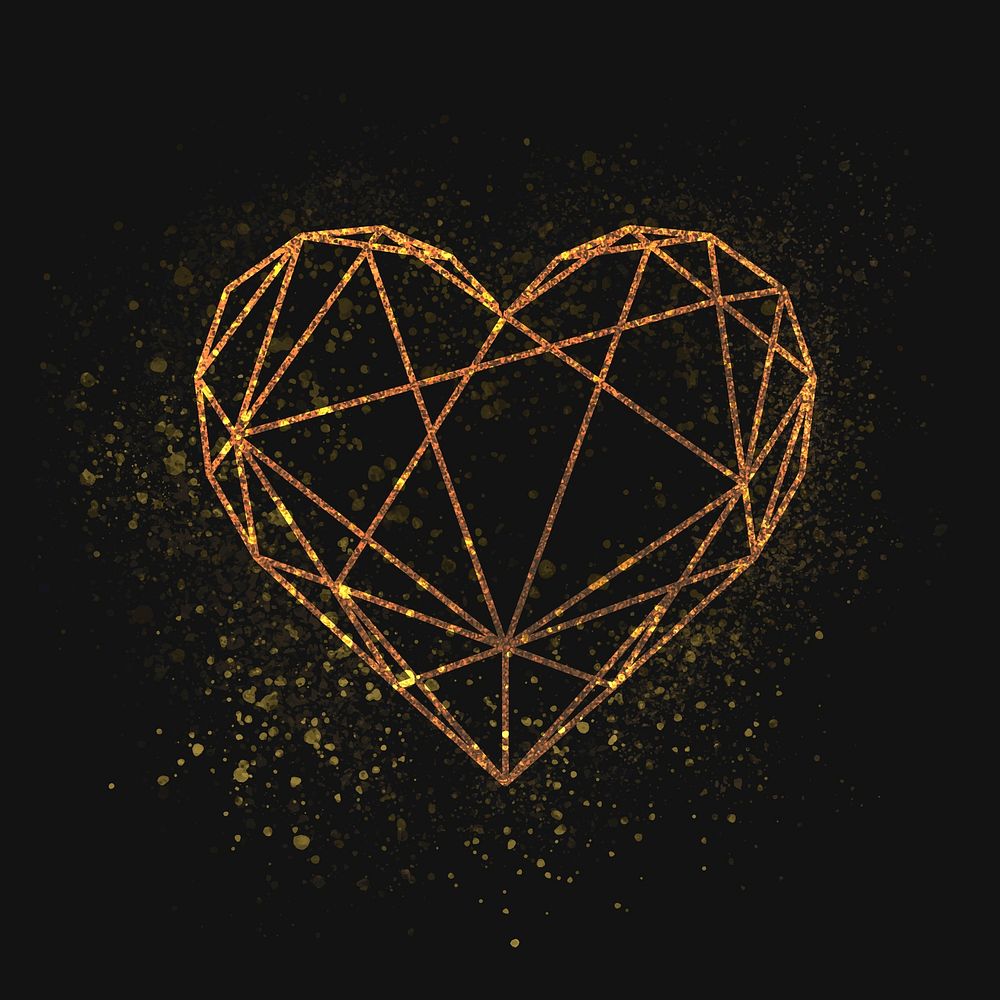 Shimmering golden geometric heart vector