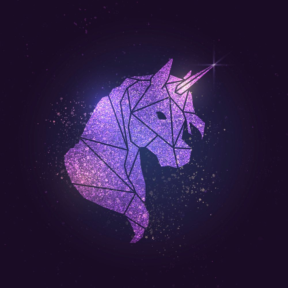 Shimmering magical purple unicorn vector