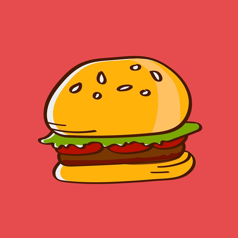 Hand drawn beef burger vector