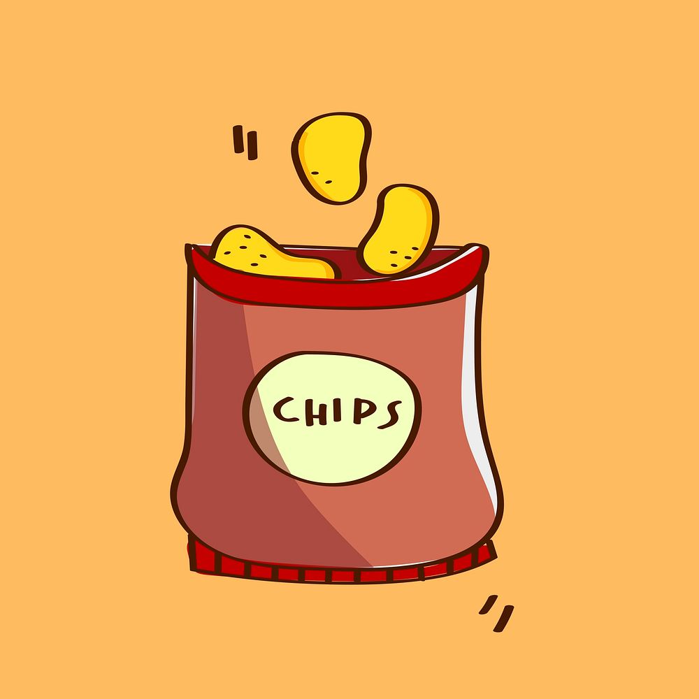Hand drawn chips in a bag vector