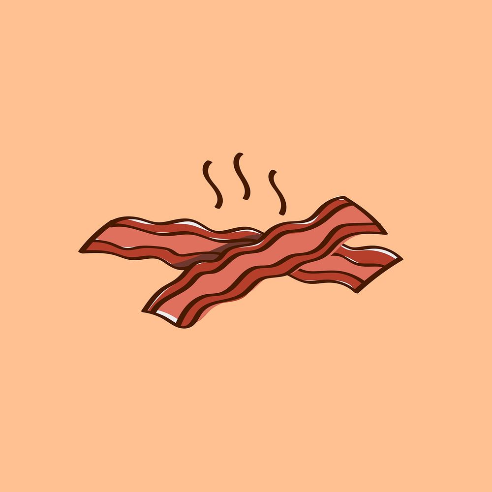 Hand drawn fried slice of bacons vector