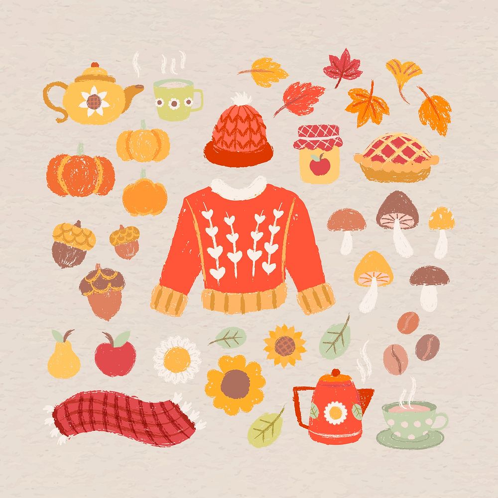 Autumn design elements vector set