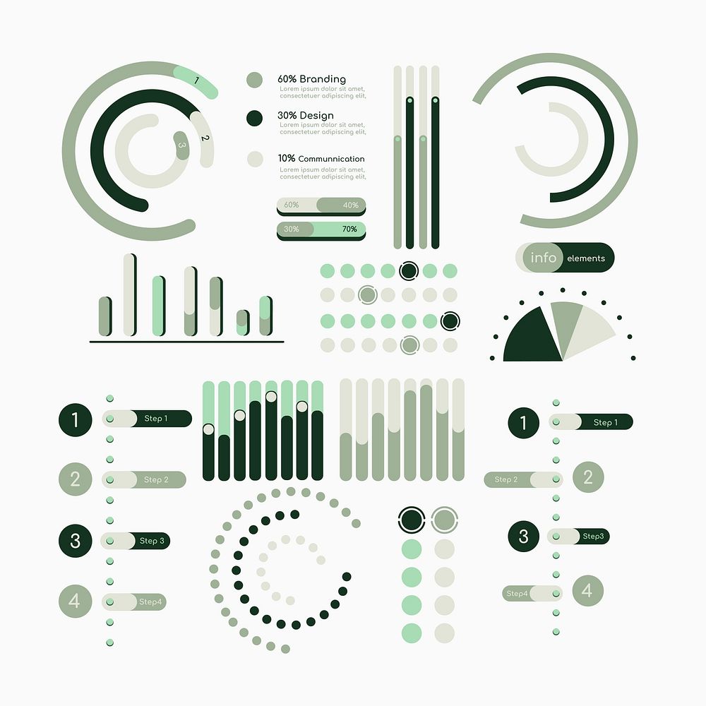 Green  infographic design elements vector collection