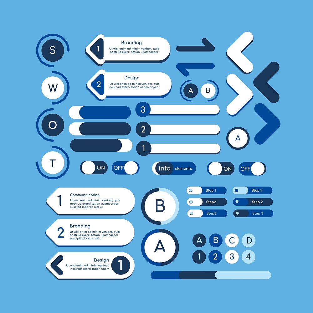 Blue  infographic design elements vector collection
