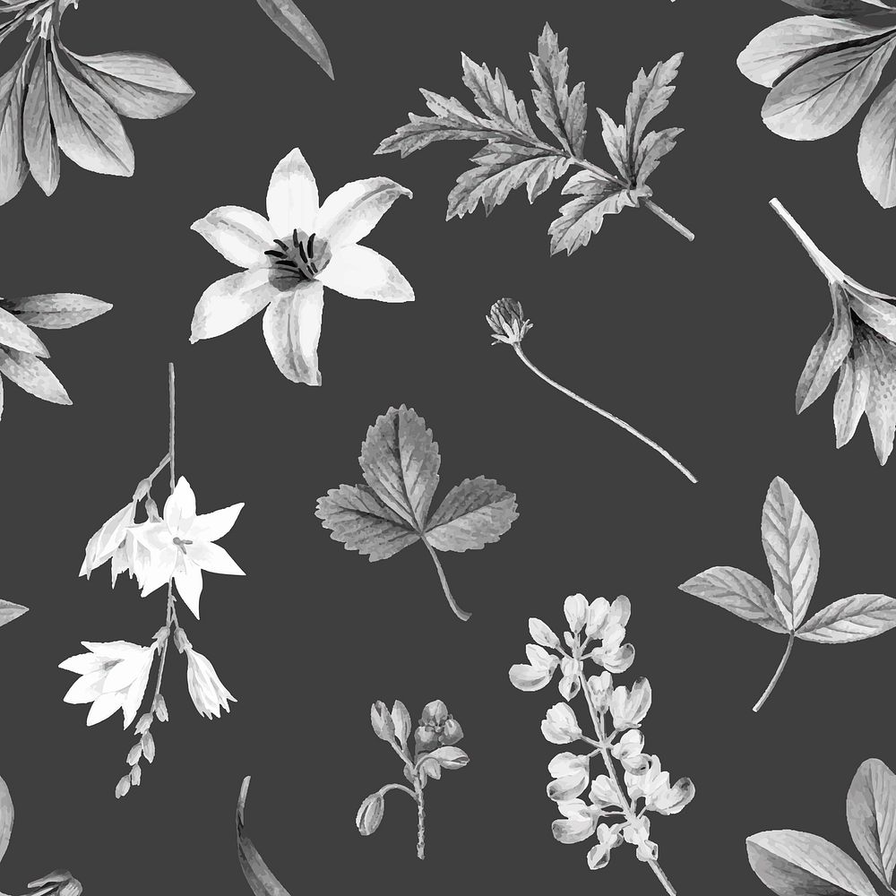 Black floral wallpaper design vector