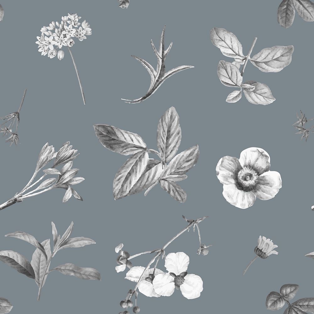 Gray floral wallpaper design vector