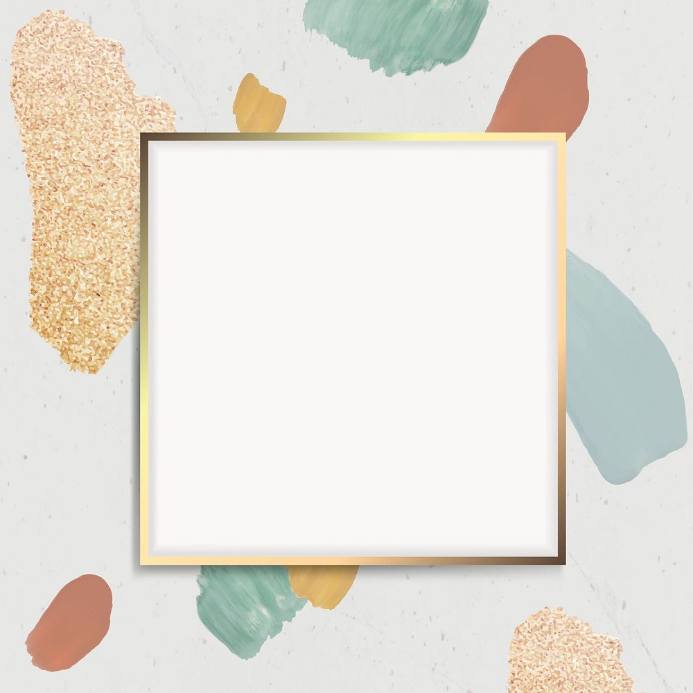 Golden square frame on an abstract element background vector