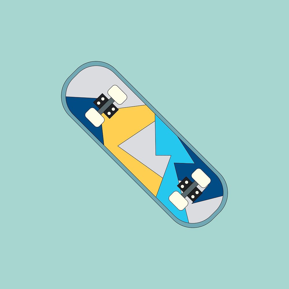 Skateboard element on mint green background vector