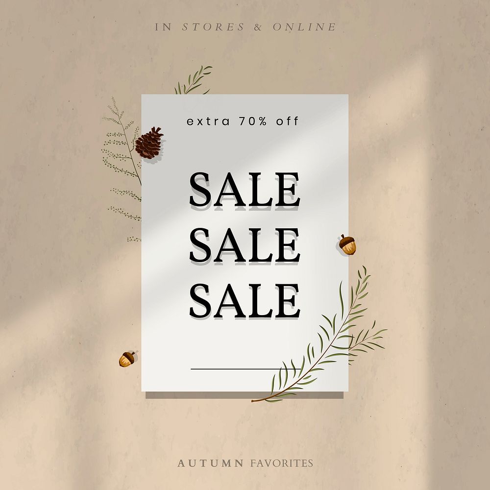 Autumn 70% off sale promotion poster template vector