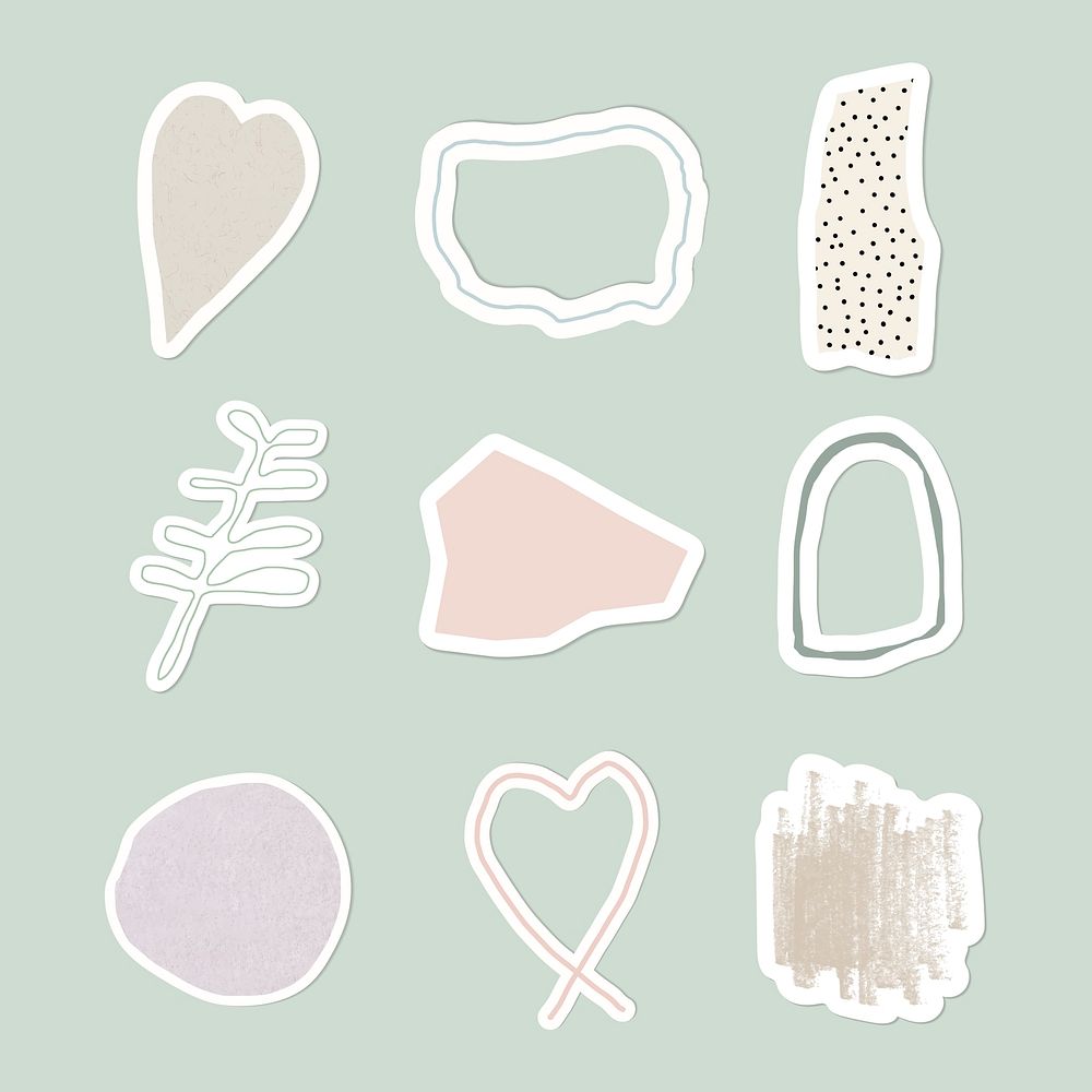 Abstract pastel badge sticker set vector