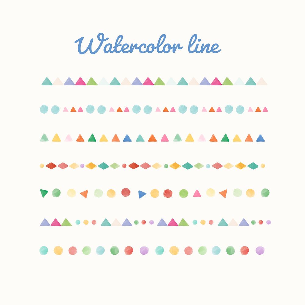 Colorful watercolor line design vector set