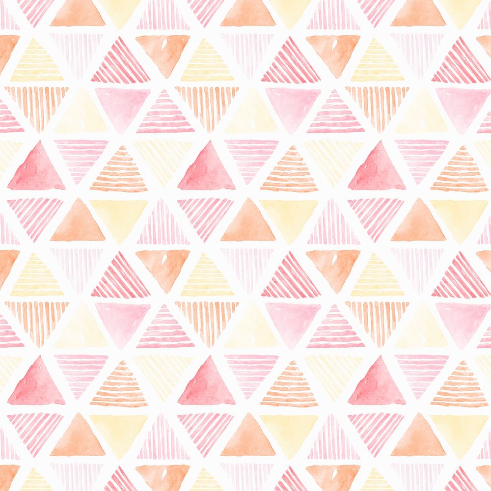 Pink watercolor triangle patterned seamless background vector