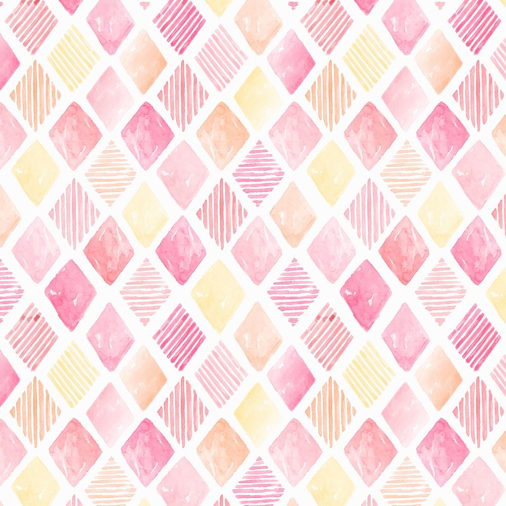 Pink watercolor rhombus seamless patterned background vector