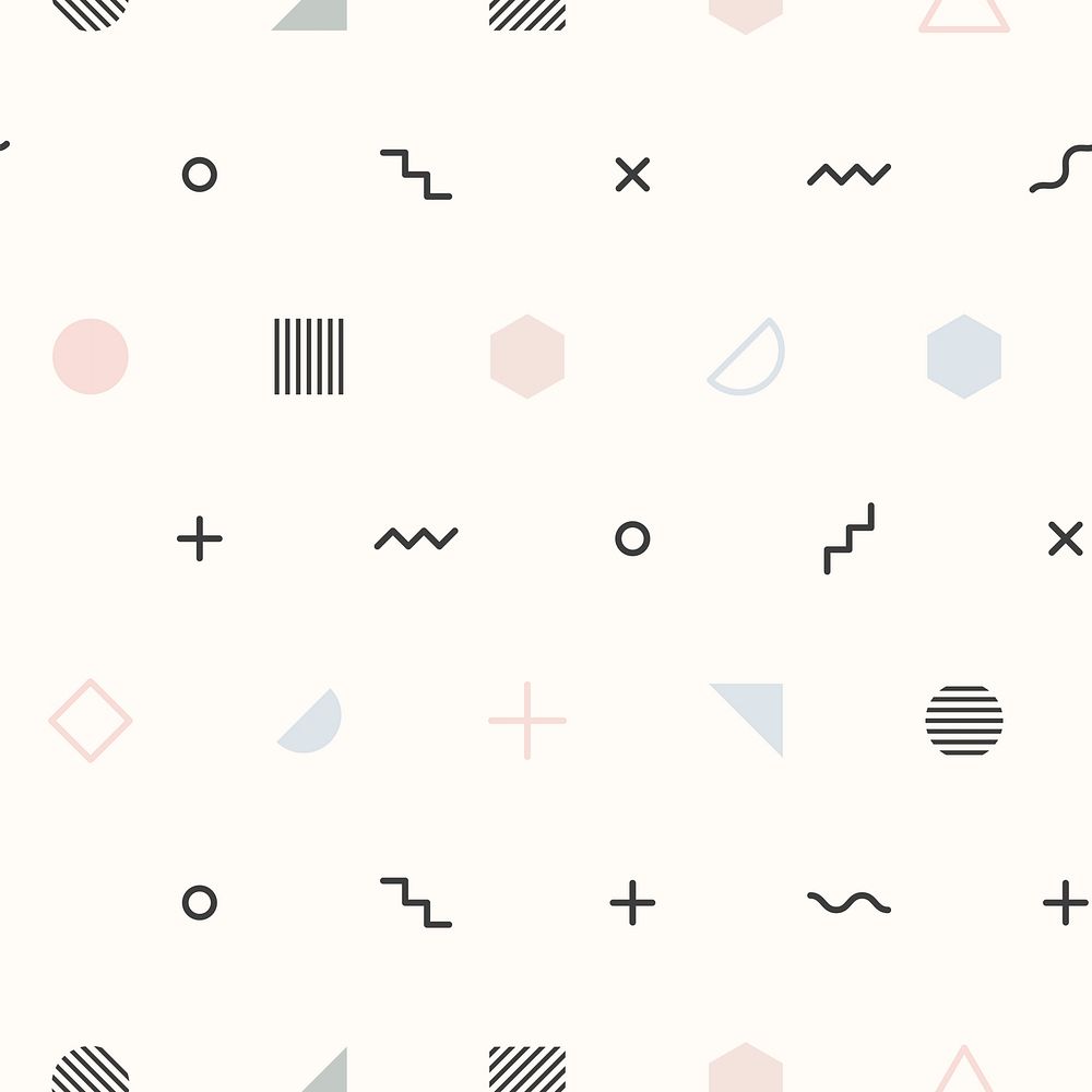 Cream Memphis pattern wallpaper vector