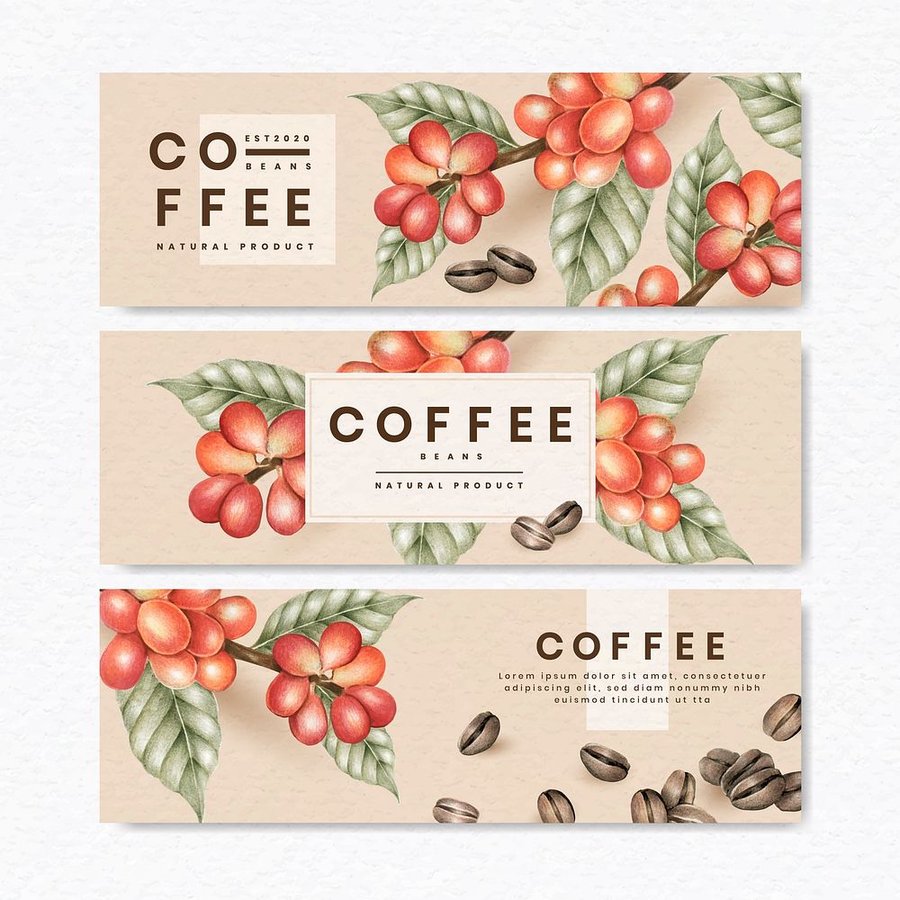 International coffee day banner design vector set