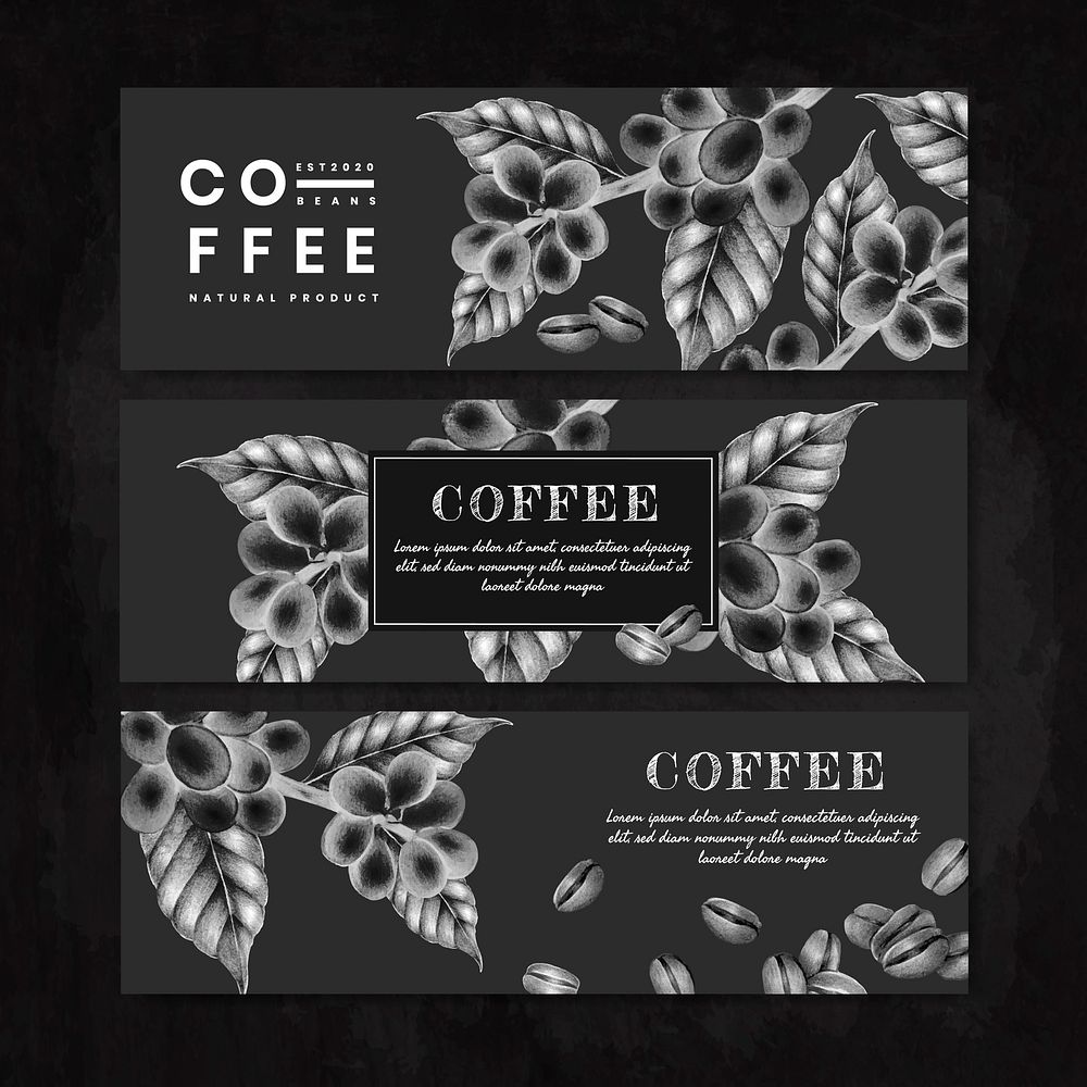 Black international coffee day banner design vector set