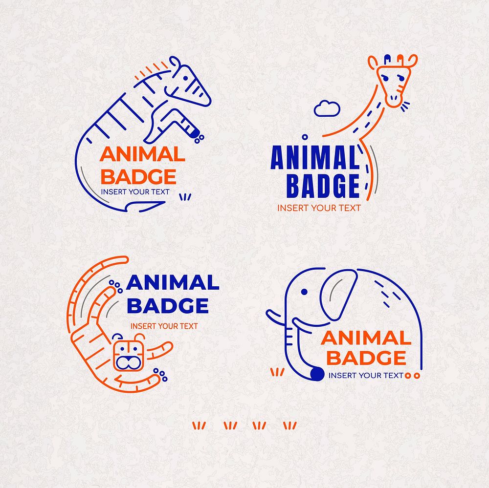 Animal badge design elements vector set