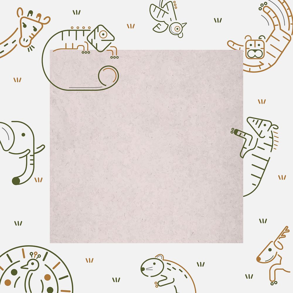 Animals pattern on a brown card template vector