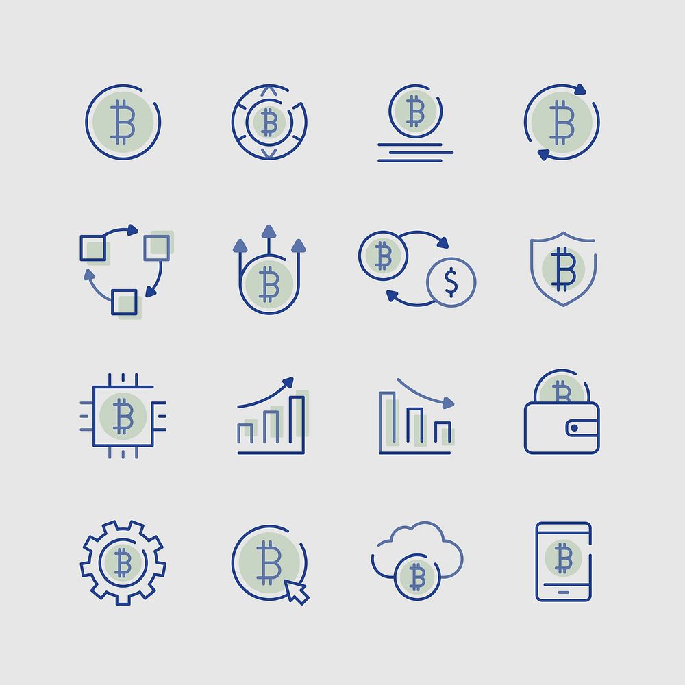 Cryptocurrency design elements vector set