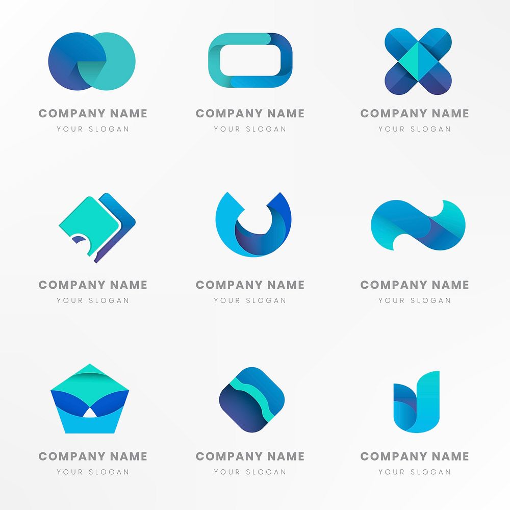 Blue logo branding design vector set