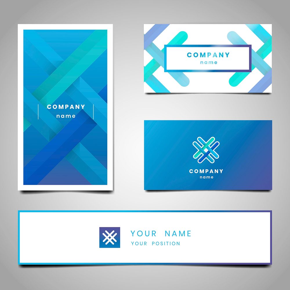 Blue business card design vector set