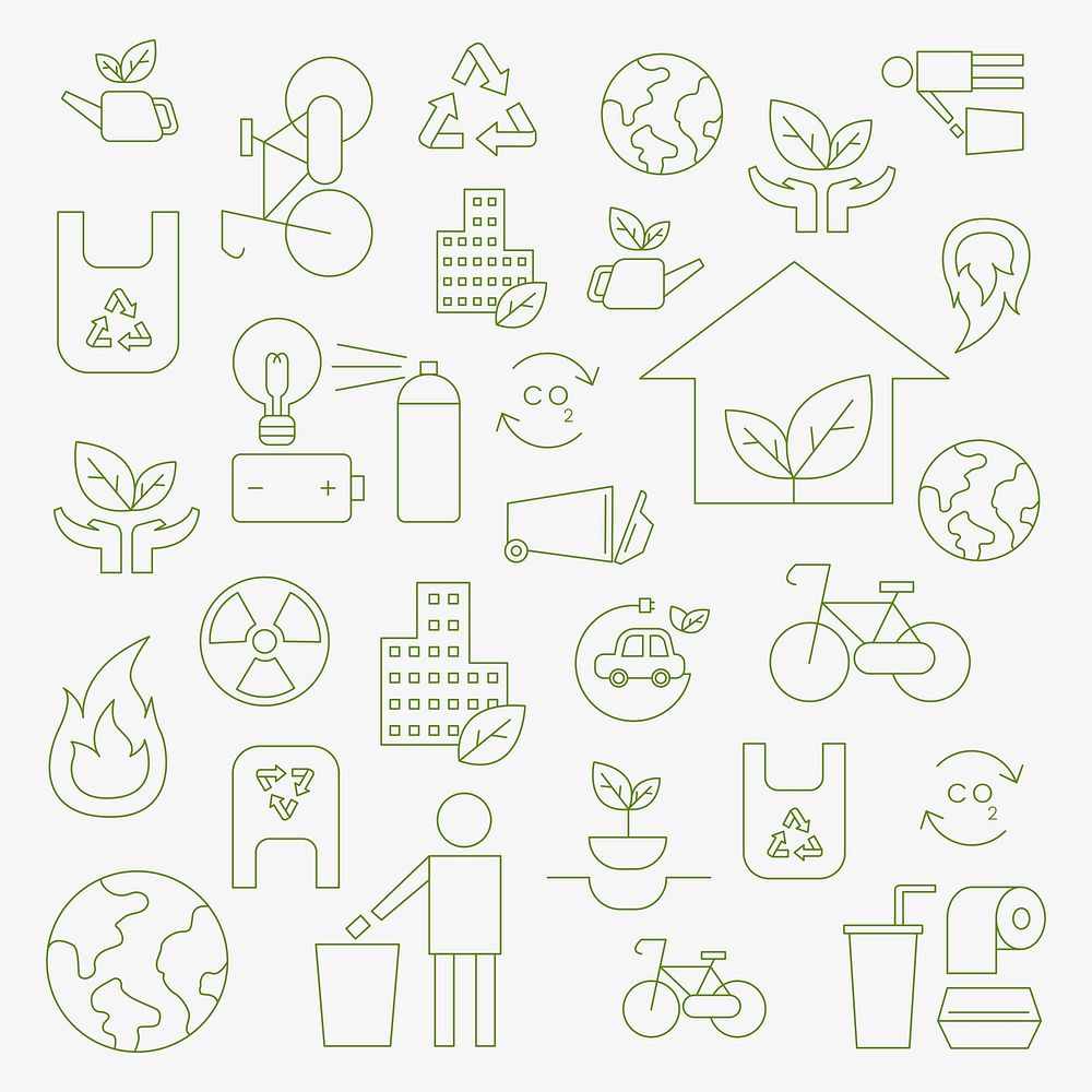 Environment icon design elements vector set