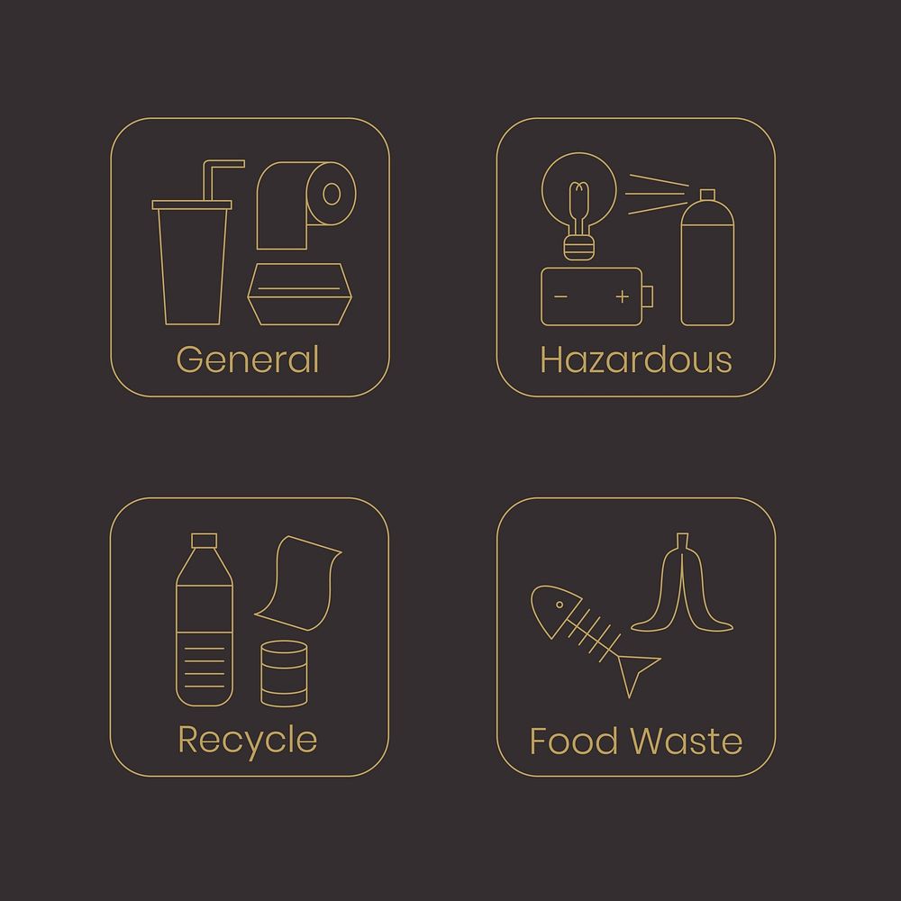 Waste management icon design elements vector set