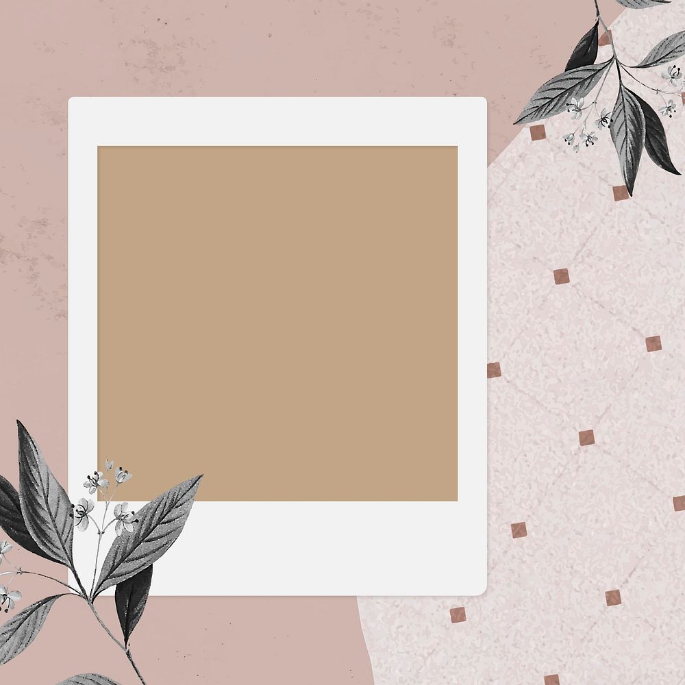 Blank collage photo frame template on pink background vector