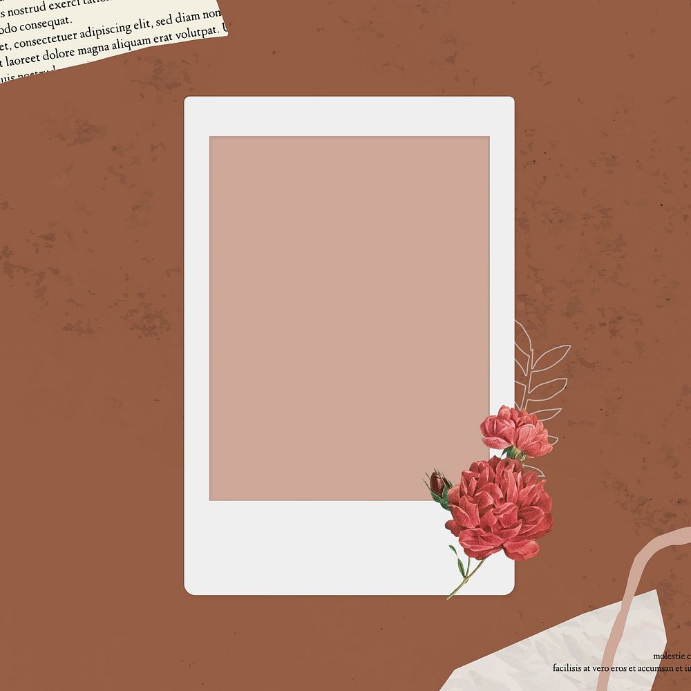 Blank collage photo frame template on dark orange background vector