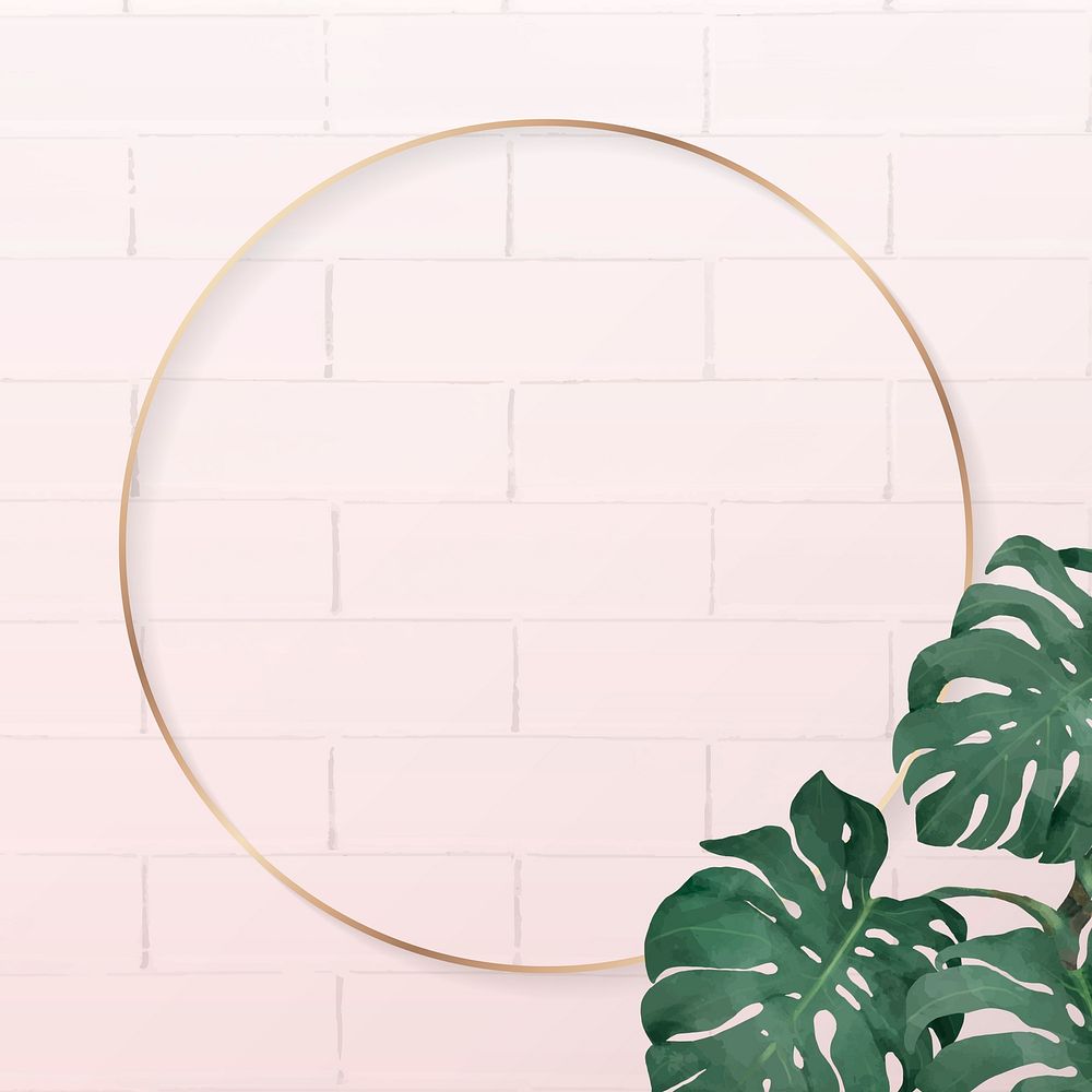 Blank round monstera frame vector