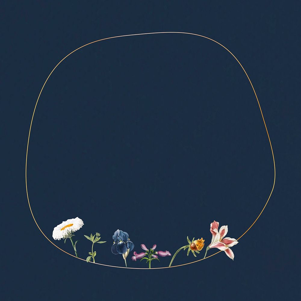 Blank floral round frame vector