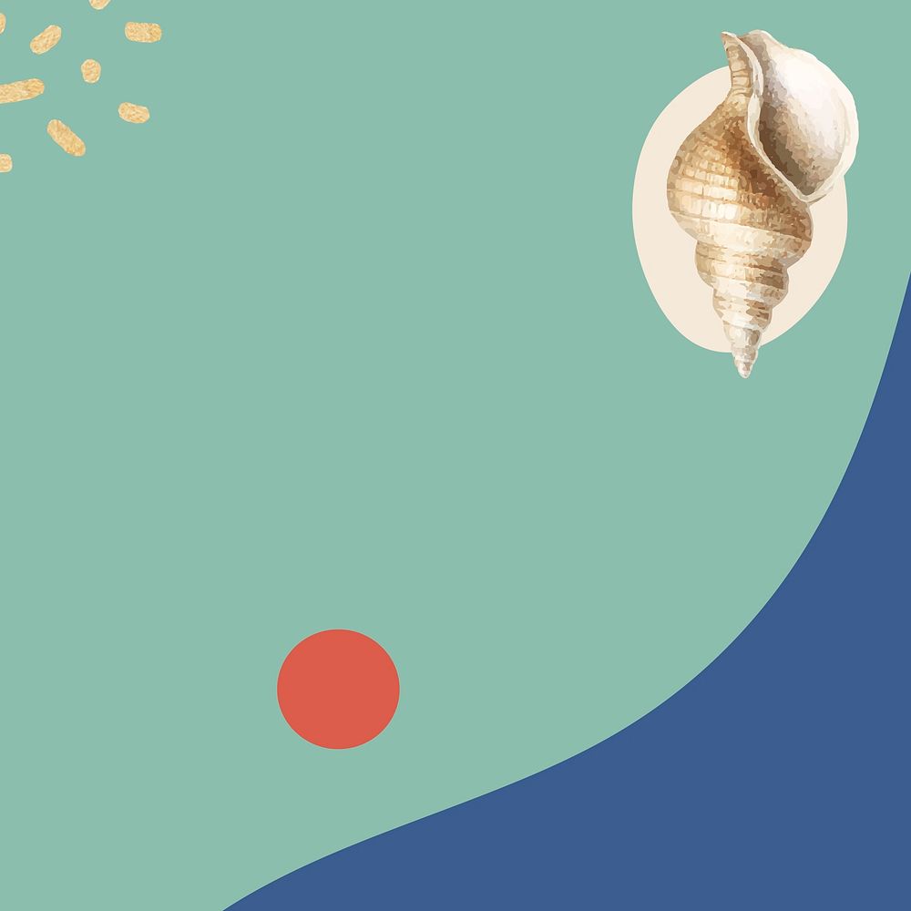 Conch shell pattern on green background vector