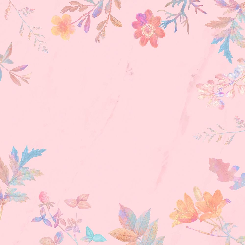 Blank pink floral frame vector