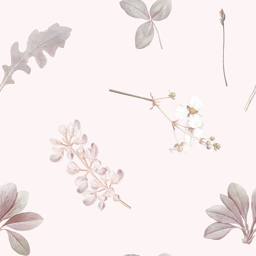Floral seamless pattern on gray background vector